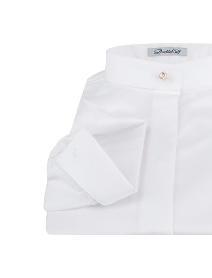 Женская рубашка под пуговицы воротник стойка белая - 7777 от DoubleCuff 