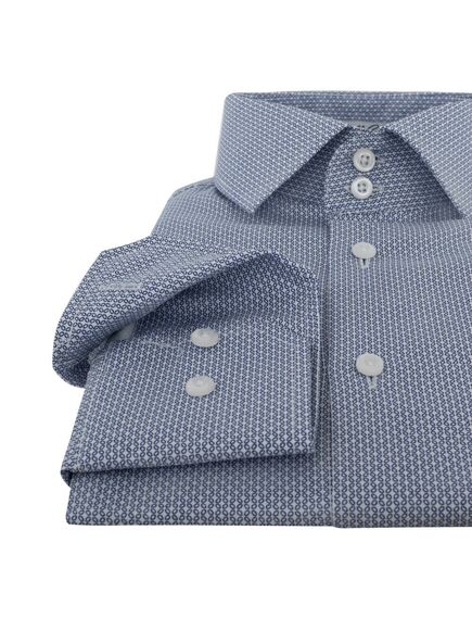 Приталенная мужская рубашка под пуговицы с узором - 7168 от DoubleCuff 