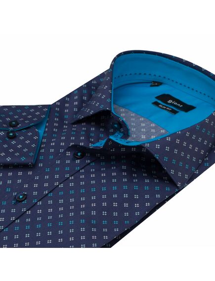 Мужская рубашка синяя с геометрическим узором - 7190 от Giant 