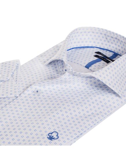 Мужская рубашка белая с узором из гофрированной ткани - 7204 от Tonelli 