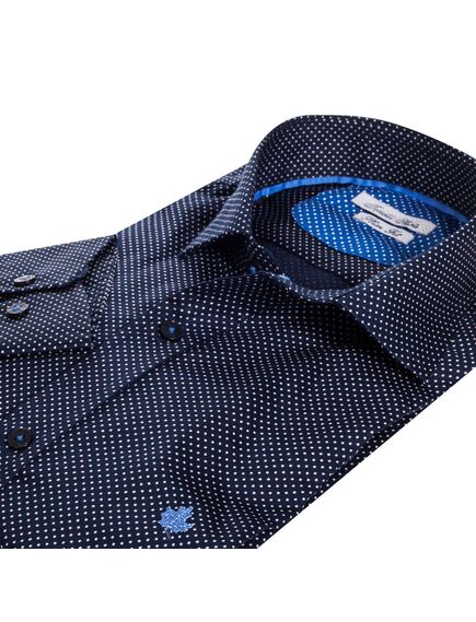 Мужская рубашка темно синяя узор горох - 7205 от Tonelli 
