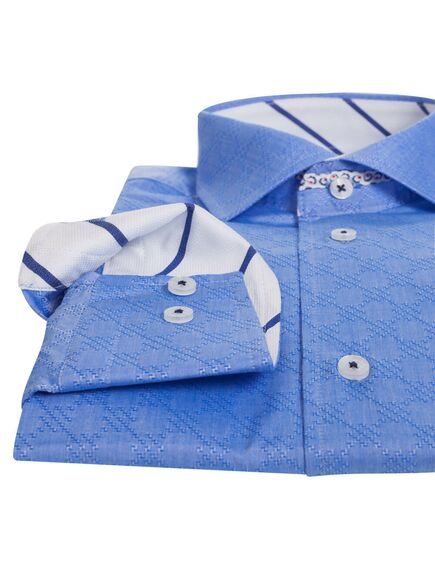 Мужская рубашка голубая текстурная ткань - 7207 от Tonelli 