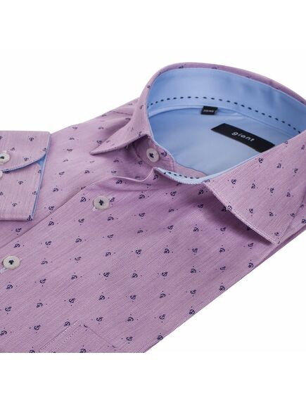 Мужская рубашка фиолетовая с узором якорь - 7221 от Giant 