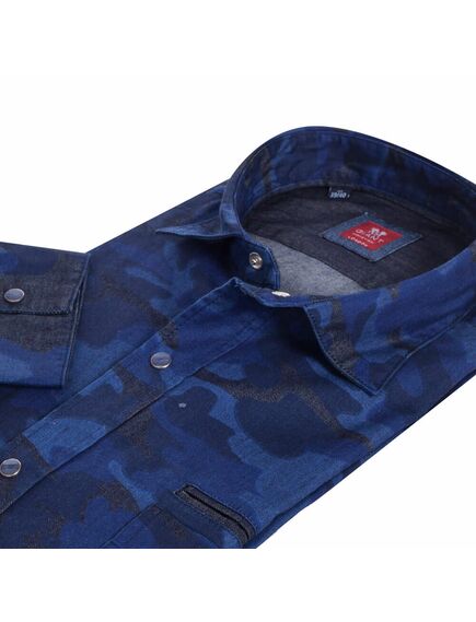 Мужская рубашка с узором в синих оттенках - 7224 от Giant 