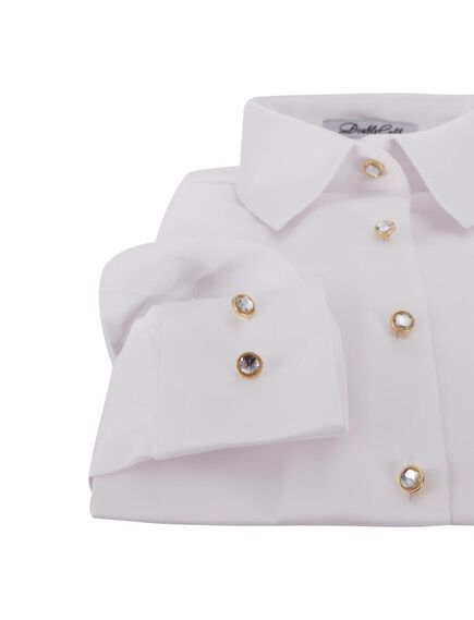 Женская рубашка под пуговицы белая Non-Iron - 7231 от DoubleCuff 