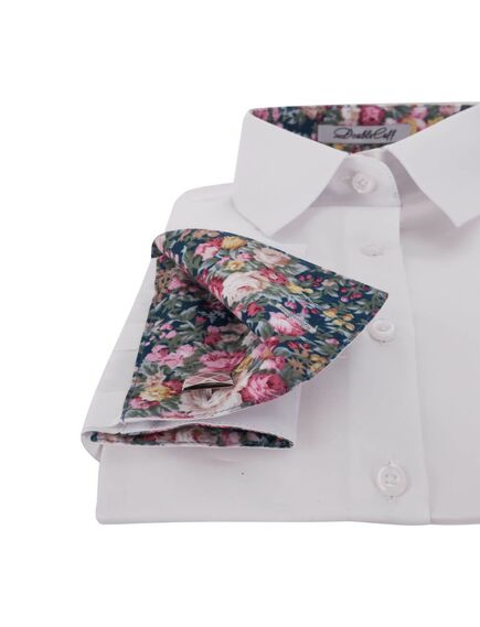 Женская рубашка под запонки белая Non-Iron - 7232 от DoubleCuff 