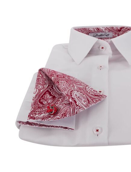 Женская рубашка под запонки белая Non-Iron - 7233 от DoubleCuff 
