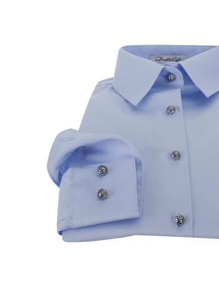 Женская рубашка под пуговицы голубая Non-Iron - 7235 от DoubleCuff 