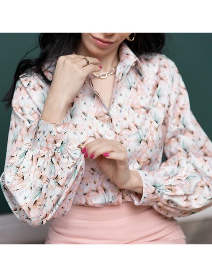 Женская рубашка объемный рукав узор бабочки  - 8001 от byME 