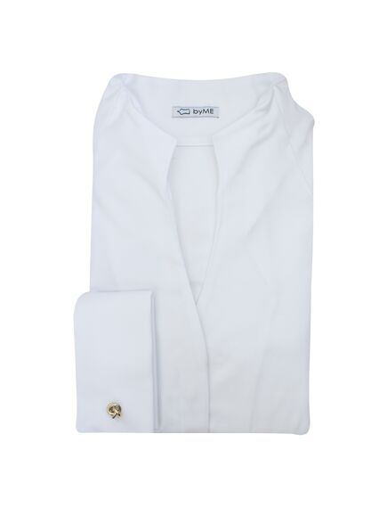 Женская рубашка под запонки воротник стойка белая - 8160 от byME 