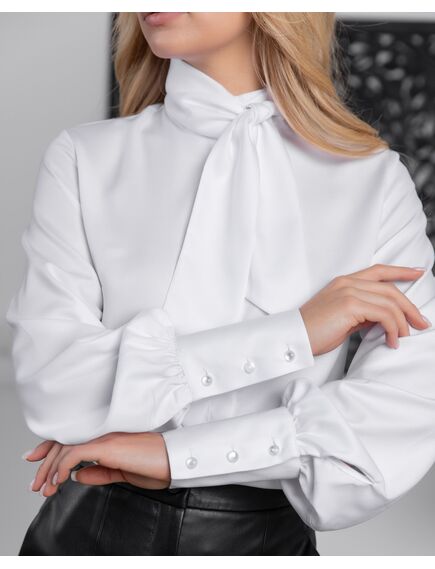 Женская блузка с бантом белая - 8171 от ByME 