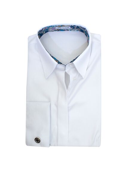 Женская рубашка под запонку с супатной застежкой белая - 8203 от byME 