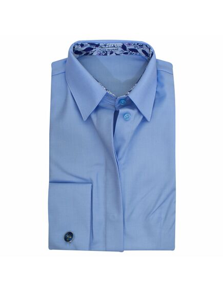 Женская рубашка под запонку с супатной застежкой голубая - 8212 от byME 