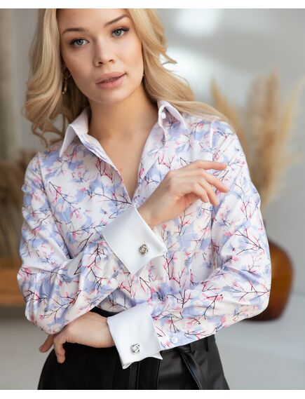 Женская рубашка под запонку с супатной застежкой цветная - 8254 от ByME 