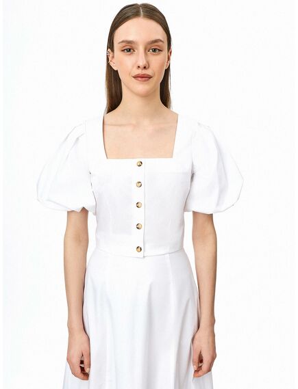 Блуза женская с короткими рукавами фонариками белая от ByME 