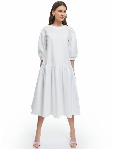 Платье женское с рукавами фонариками белое от byME 
