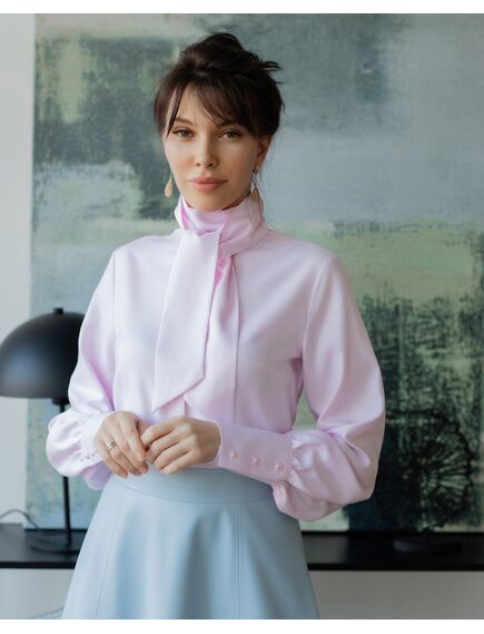 Женская блузка с бантом розовая - 8238 от ByME 