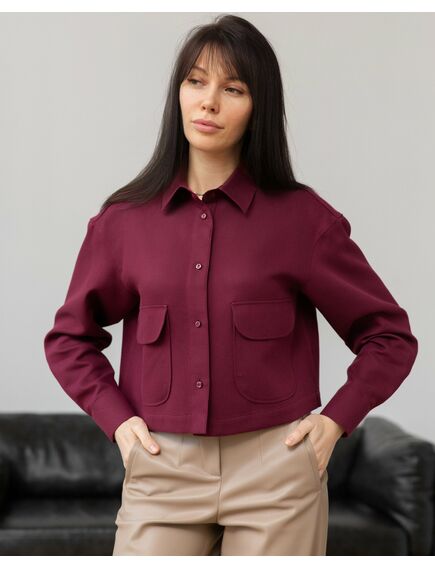 Женская блузка укороченная с карманами бордовая - 8268 от ByME 