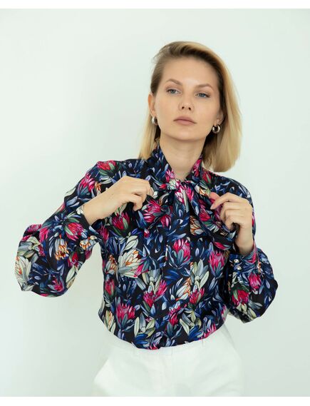 Женская блузка с бантом принт протеи - 8275 от byME 