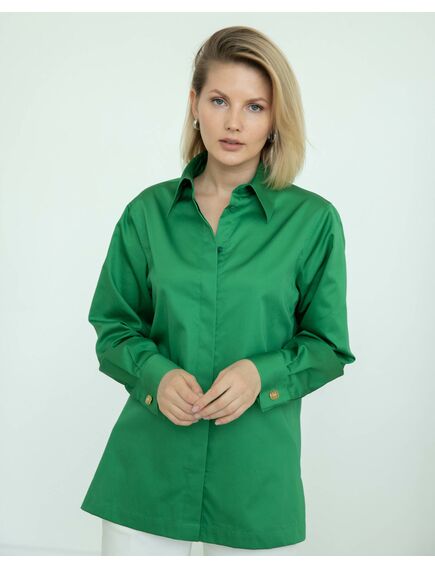 Женская рубашка с супатной застежкой зелёная - 8289 от ByME 