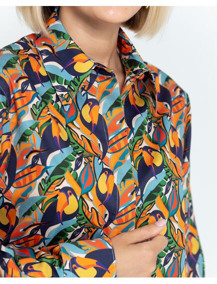 Женская рубашка с универсальным манжетом принт тропический  - 8365 от ByME 