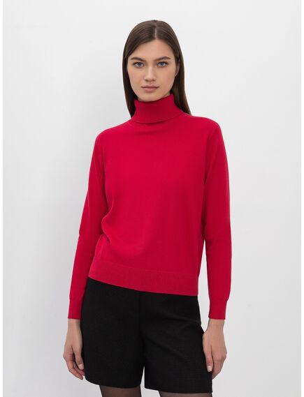Женский свитер с высоким воротником красный от byME 