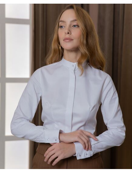 Женская рубашка с воротником "мандарин" белая - 8397 от byME 