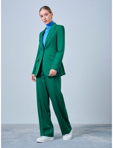 Женский приталенный пиджак на пуговице зелёный от byME 