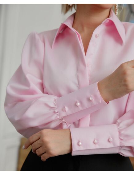 Женская рубашка Non-Iron с супатной застежкой розовая - 8471 от ByME 