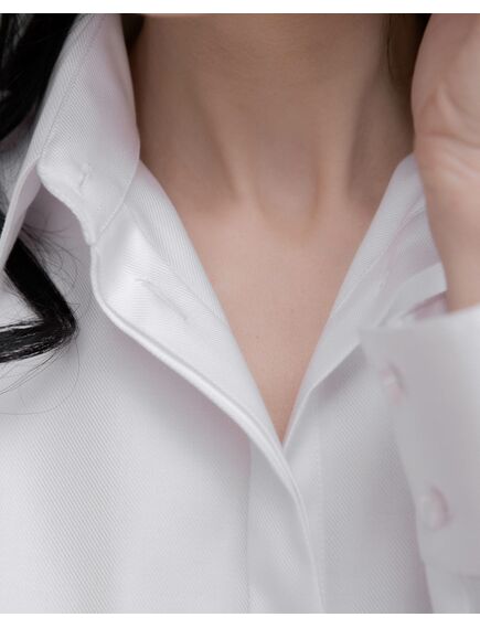 Женская рубашка под пуговицы белая ребристой фактуры - 8515 от ByME 