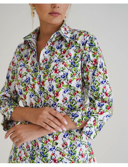 Женская рубашка с рукавом 3/4 принт голубика - 8536 от byME 