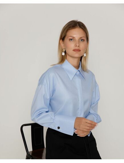 Женская рубашка с высоким манжетом голубая - 8500N от ByME 