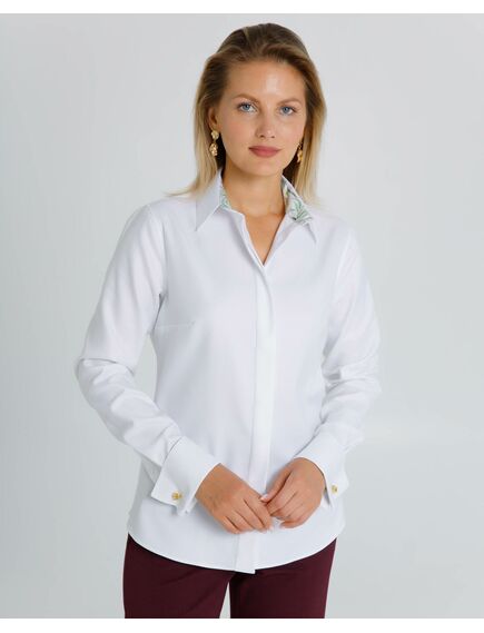 Женская рубашка под запонки с яркой отделкой из премиального хлопка двойное кручение нити- 8624 от ByME 