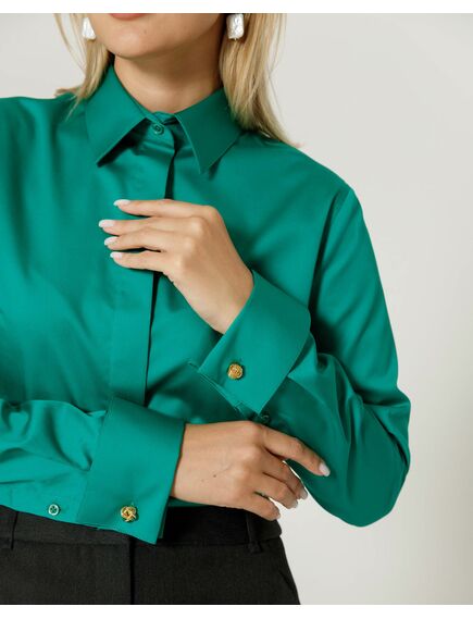 Женская рубашка под запонку зеленая - 8652 от ByME 
