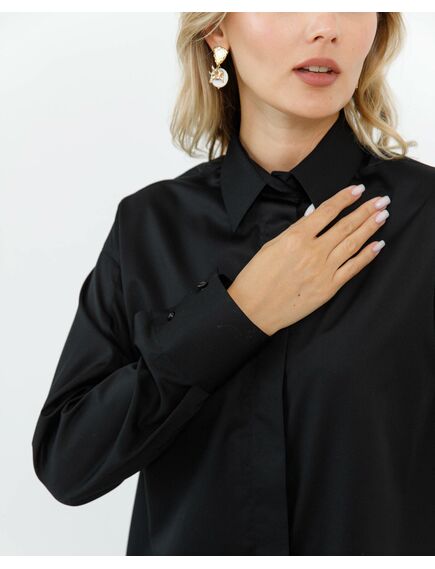 Женская рубашка из хлопка сатинового плетения с пуговицами на рукавах- 8672 от ByME 