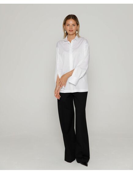 Женская рубашка из хлопка сатинового плетения с пуговицами на рукавах- 8673 от byME 