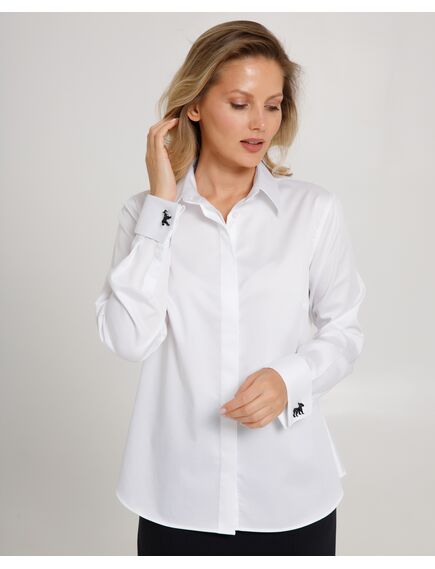 Жeнская рубашка белая под запонки - 8654 от ByME 
