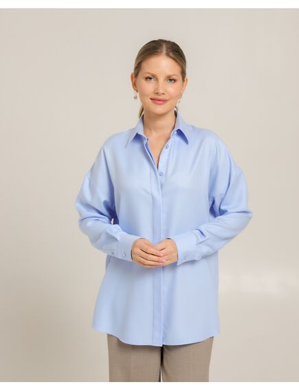 Женская рубашка из бамбука голубая- 8748 от byME 