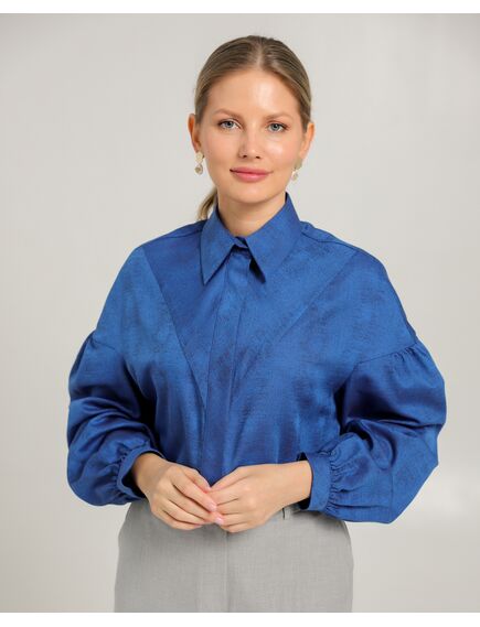 Женская рубашка из хлопка синяя - 8753 от byME 