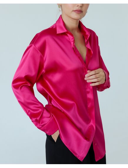 Женская рубаша из шелка розовая-8768 от  
