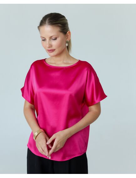 Женская блуза из шелка розовая-8781 от  