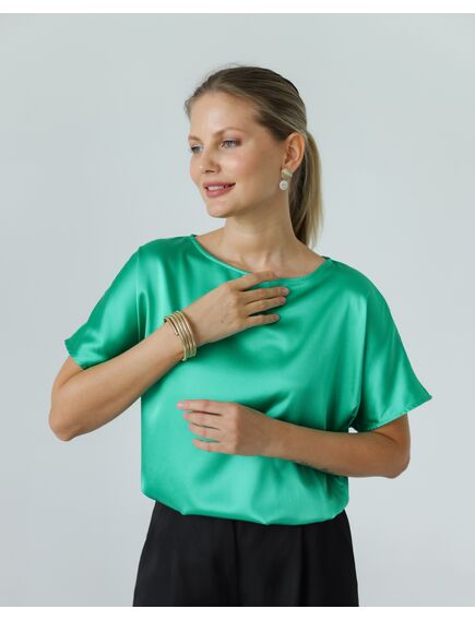 Женская блуза из шелка зеленая-8782 от  