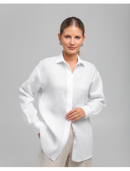 Женская рубашка из льна белая-8807 от  