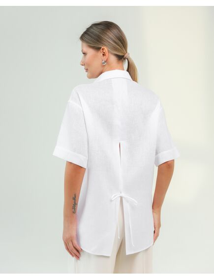 Женская рубашка из льна белая-8811 от  