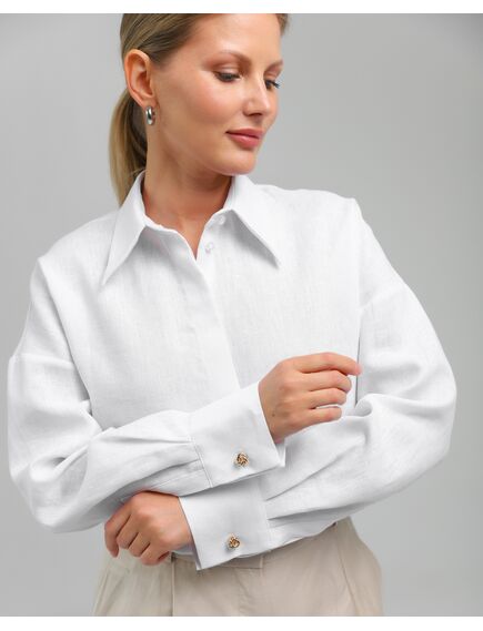 Женская рубашка из льна белая-8813 от  