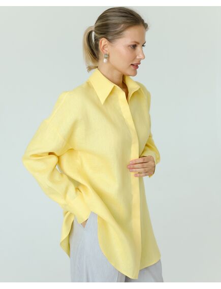 Женская рубашка из льна желтая-8814 от  