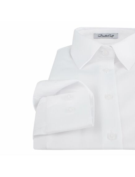 Женская рубашка под пуговицы белая из фактурной ткани twill  - 7311 от DoubleCuff 