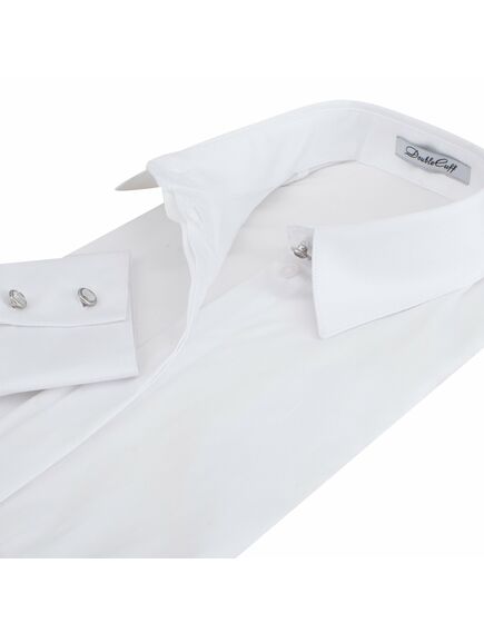 Женская рубашка под пуговицы белая хлопок эластан - 7284 от DoubleCuff 