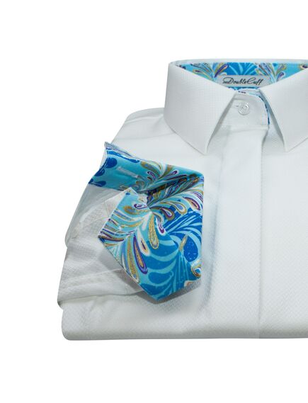 Женская рубашка под пуговицы белого цвета с яркой отделкой - 7638 от DoubleCuff 