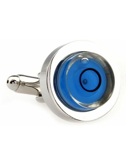 Запонки круглые синие с жидкостью внутри - 50104 от  